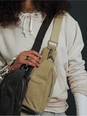 Free People Hudson Suede Sling Bag Cow Hide Suede Leather Travel Boho